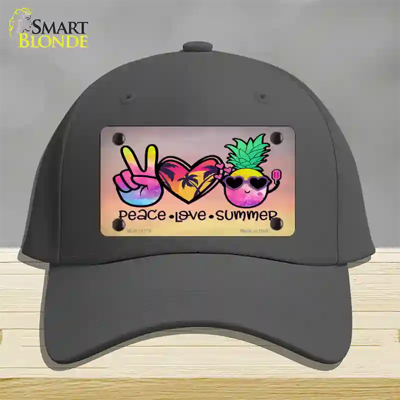 Peace Love Summer Novelty License Plate Hat Cotton / Charcoal