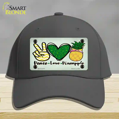 Peace Love Pineapple Novelty License Plate Hat Cotton / Charcoal