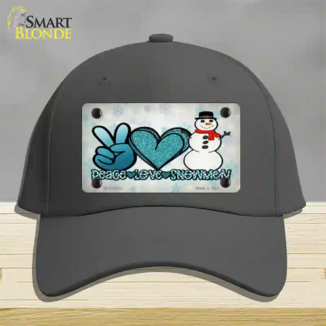 Peace Love Snowman Novelty License Plate Hat Cotton / Charcoal