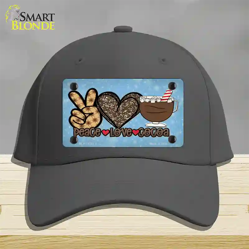 Peace Love Cocoa Novelty License Plate Hat Cotton / Charcoal