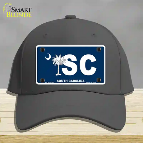 SC South Carolina Flag Novelty License Plate Hat Cotton / Charcoal