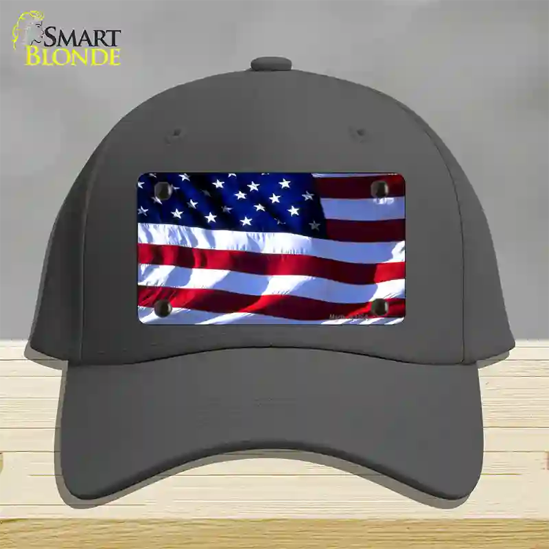 American Flag Wavy Novelty License Plate Hat Cotton / Charcoal