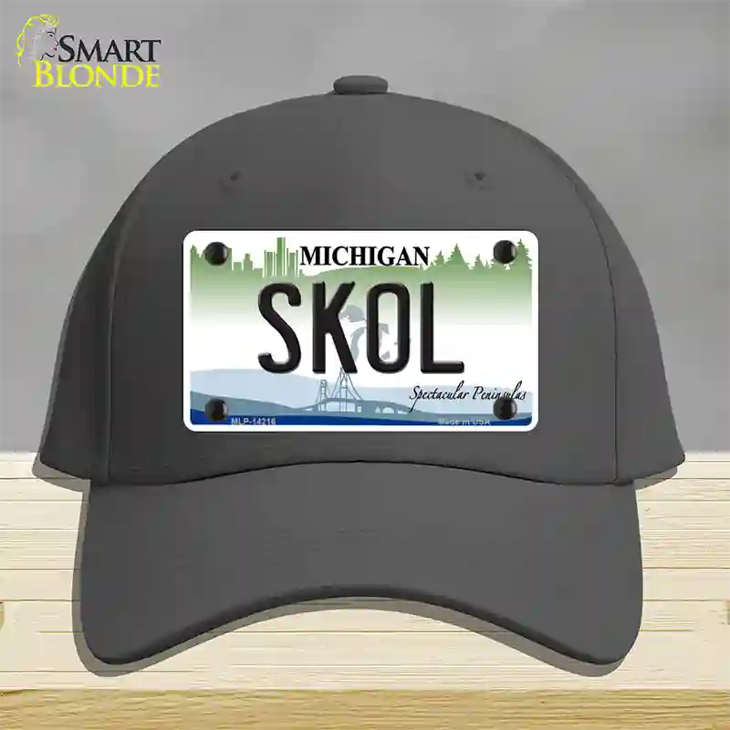 Skol Michigan Novelty License Plate Hat Cotton / Charcoal