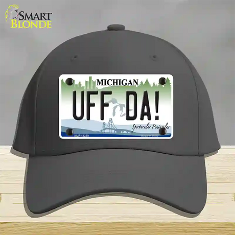 Uff Da Michigan Novelty License Plate Hat Cotton / Charcoal