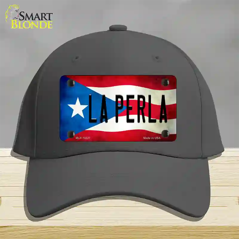 La Perla Puerto Rico Flag Novelty License Plate Hat Cotton / Charcoal