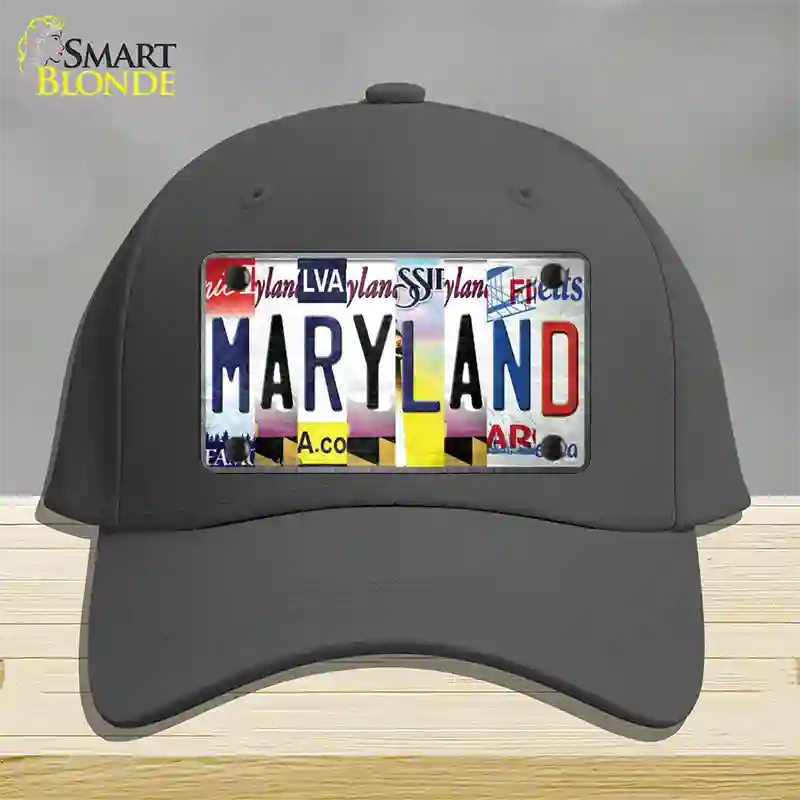 Maryland Strip Art Novelty License Plate Hat Cotton / Charcoal