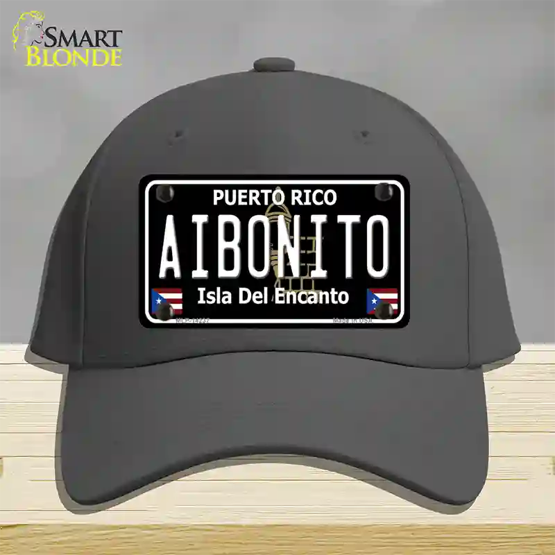 Aibonito Puerto Rico Black Novelty License Plate Hat Cotton / Charcoal