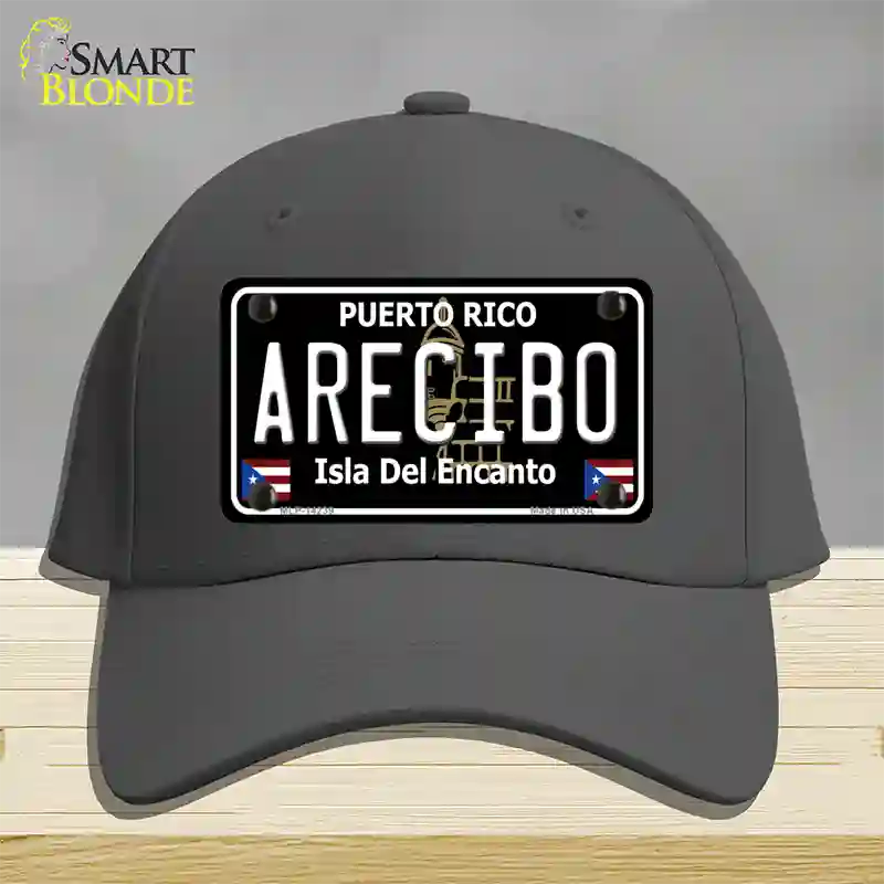 Arecibo Puerto Rico Black Novelty License Plate Hat Cotton / Charcoal