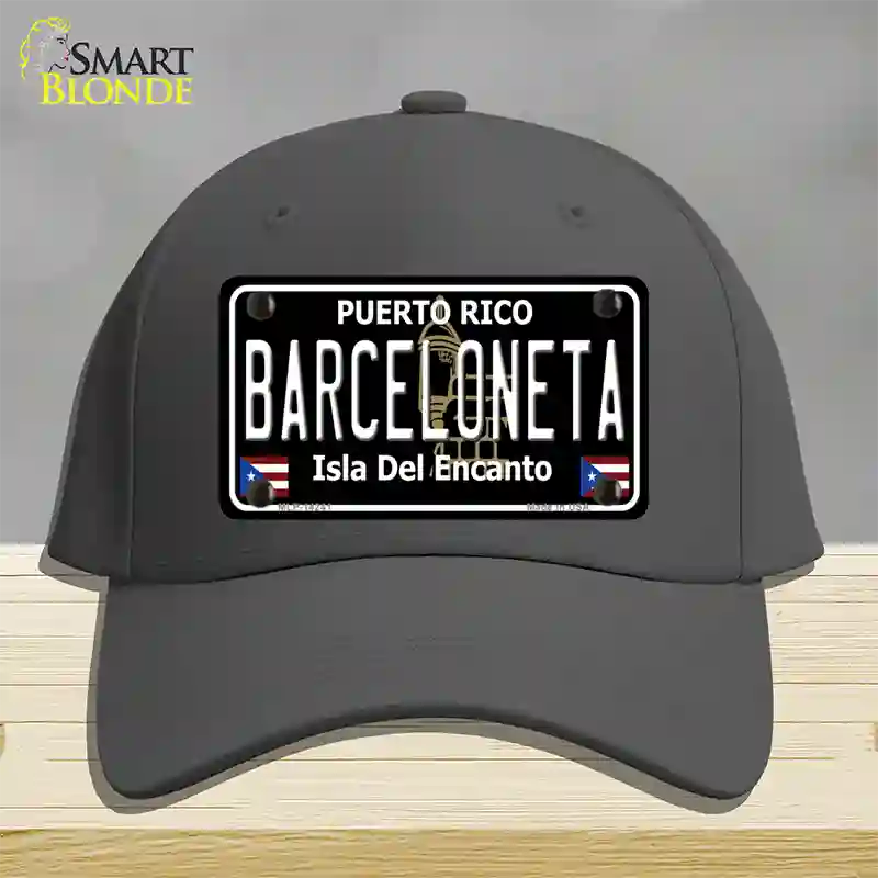 Barceloneta Puerto Rico Black Novelty License Plate Hat Cotton / Charcoal