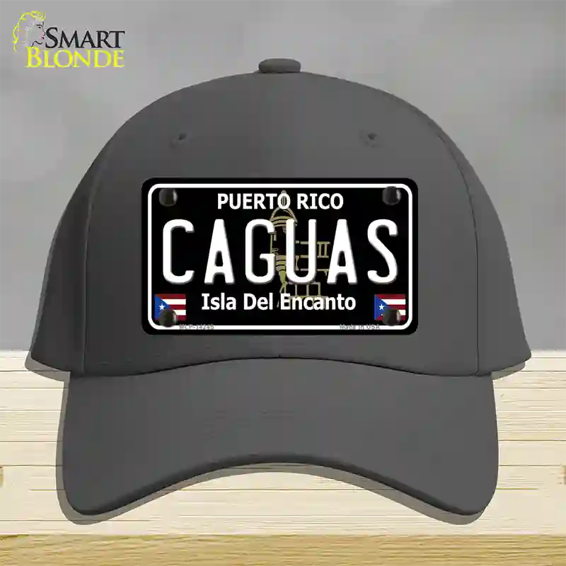 Caguas Puerto Rico Black Novelty License Plate Hat Cotton / Charcoal