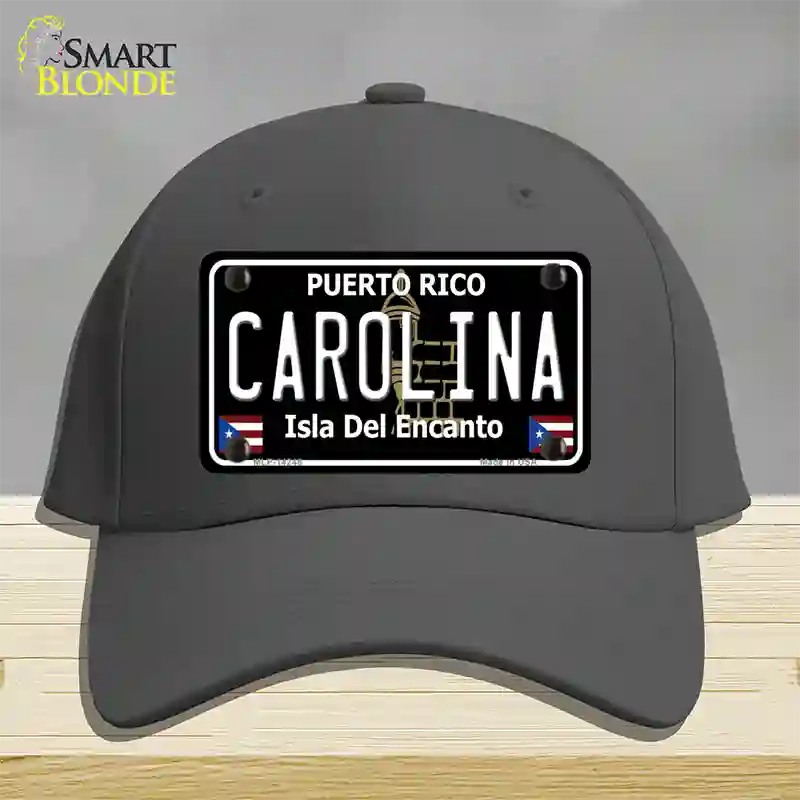 Carolina Puerto Rico Black Novelty License Plate Hat Cotton / Charcoal