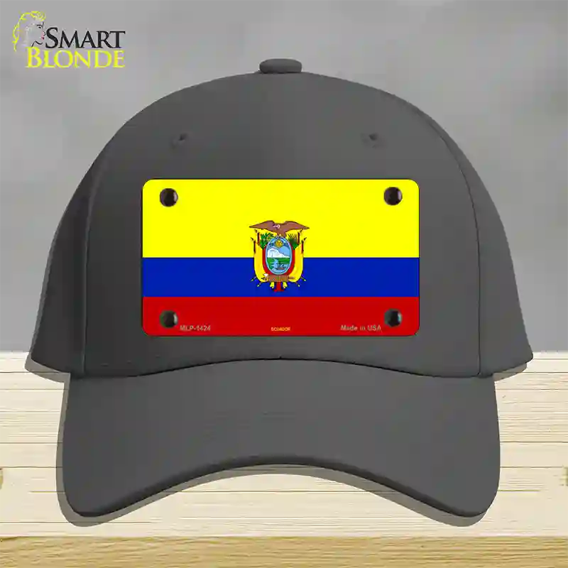 Ecuador Flag Novelty License Plate Hat Cotton / Charcoal