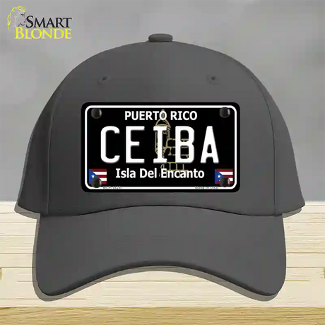 Ceiba Puerto Rico Black Novelty License Plate Hat Cotton / Charcoal