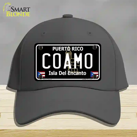 Coamo Puerto Rico Black Novelty License Plate Hat Cotton / Charcoal