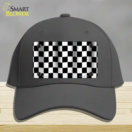 Waving Checkered Flag Novelty License Plate Hat Cotton / Charcoal