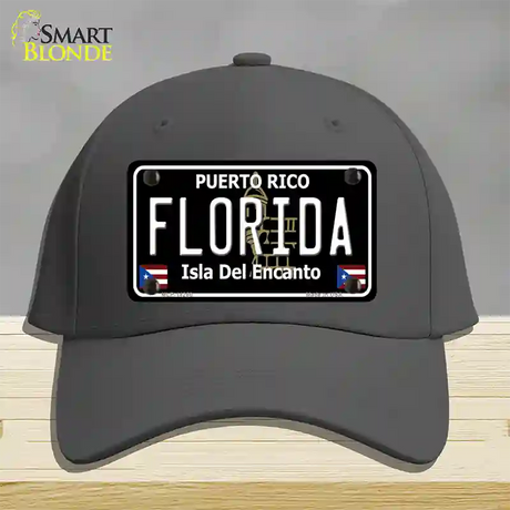 Florida Puerto Rico Black Novelty License Plate Hat Cotton / Charcoal