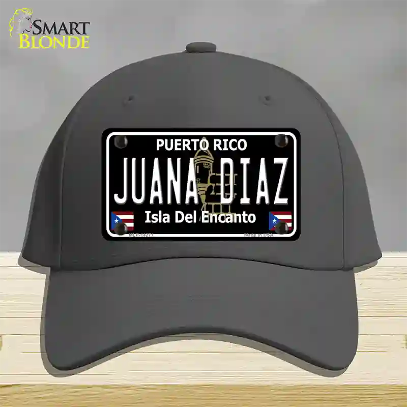 Juana Diaz Puerto Rico Black Novelty License Plate Hat Cotton / Charcoal