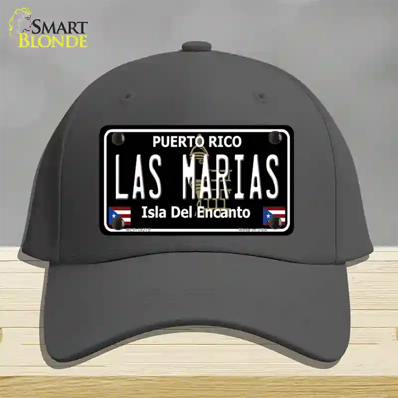 Las Marias Puerto Rico Black Novelty License Plate Hat Cotton / Charcoal