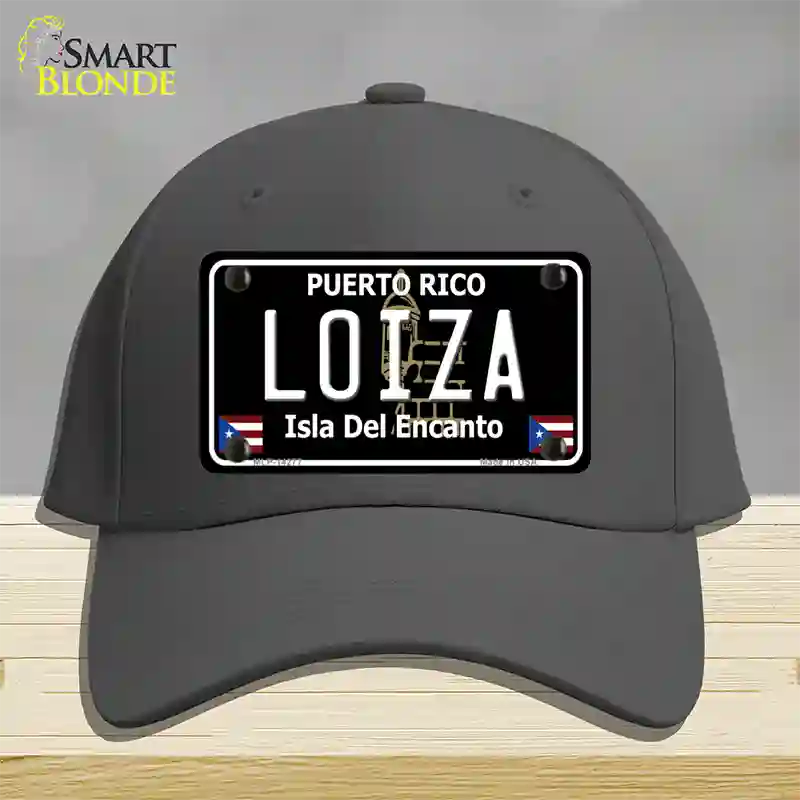 Loiza Puerto Rico Black Novelty License Plate Hat Cotton / Charcoal