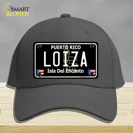 Loiza Puerto Rico Black Novelty License Plate Hat Cotton / Charcoal