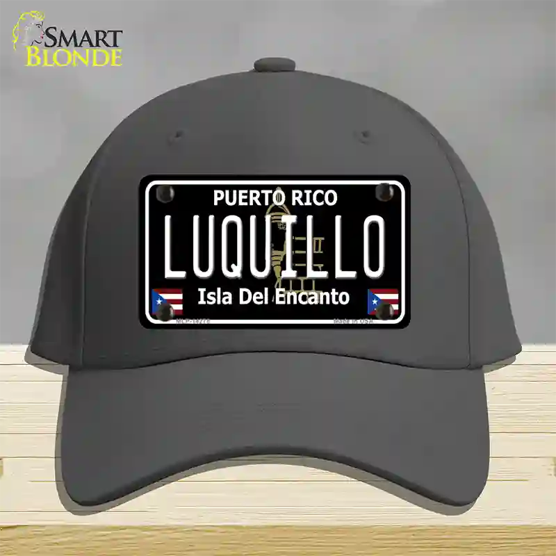 Luquillo Puerto Rico Black Novelty License Plate Hat Cotton / Charcoal