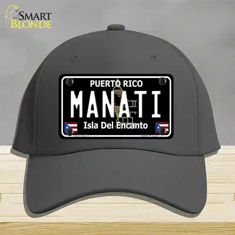 Manati Puerto Rico Black Novelty License Plate Hat Cotton / Charcoal