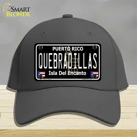 Quebradillas Puerto Rico Black Novelty License Plate Hat Cotton / Charcoal