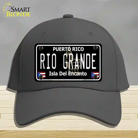 Rio Grande Puerto Rico Black Novelty License Plate Hat Cotton / Charcoal