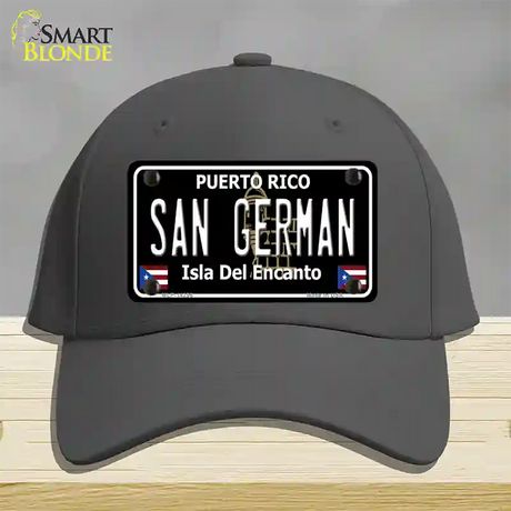 San German Puerto Rico Black Novelty License Plate Hat Cotton / Charcoal