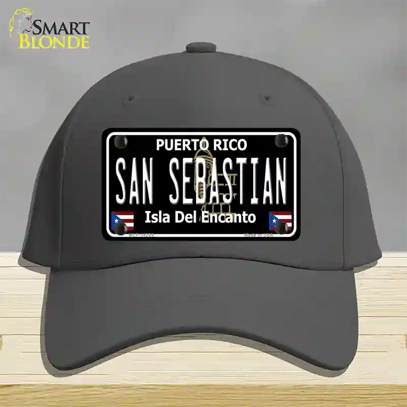 San Sebastian Puerto Rico Black Novelty License Plate Hat Cotton / Charcoal