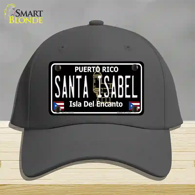 Santa Isabel Puerto Rico Black Novelty License Plate Hat Cotton / Charcoal