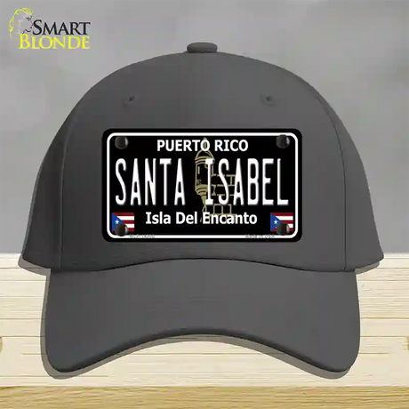 Santa Isabel Puerto Rico Black Novelty License Plate Hat Cotton / Charcoal