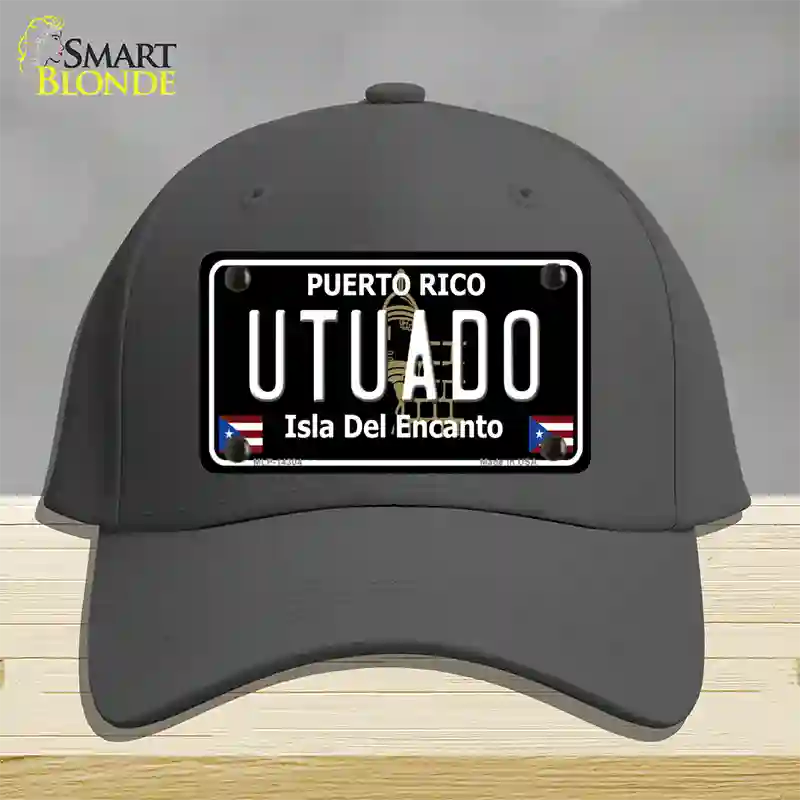 Utuado Puerto Rico Black Novelty License Plate Hat Cotton / Charcoal