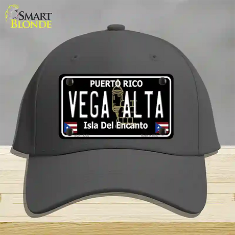 Vega Alta Puerto Rico Black Novelty License Plate Hat Cotton / Charcoal