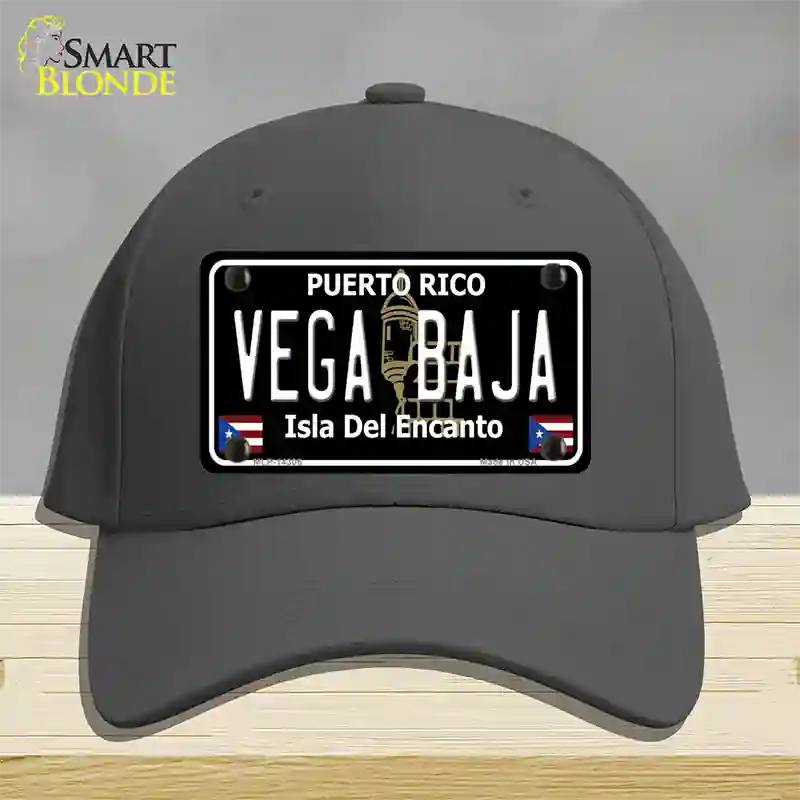 Vega Baja Puerto Rico Black Novelty License Plate Hat Cotton / Charcoal