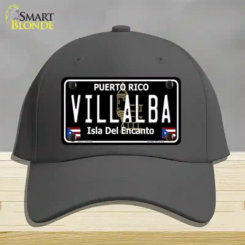 Villalba Puerto Rico Black Novelty License Plate Hat Cotton / Charcoal