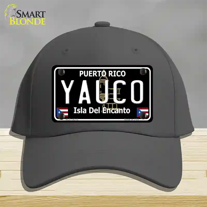 Yauco Puerto Rico Black Novelty License Plate Hat Cotton / Charcoal