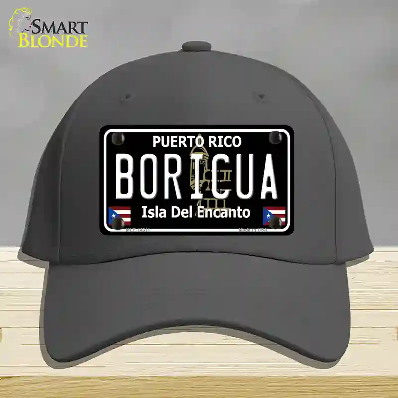 Boricua Puerto Rico Black Novelty License Plate Hat Cotton / Charcoal