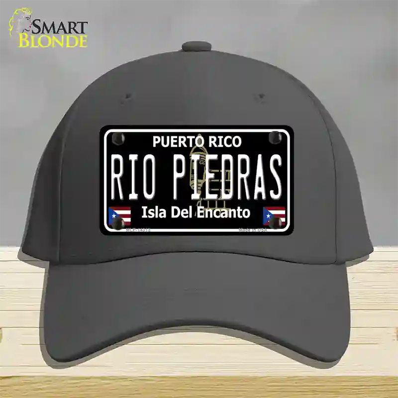 Rio Piedras Puerto Rico Black Novelty License Plate Hat Cotton / Charcoal