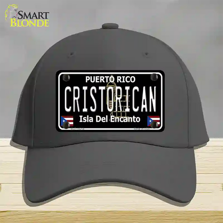 Cristorican Puerto Rico Black Novelty License Plate Hat Cotton / Charcoal