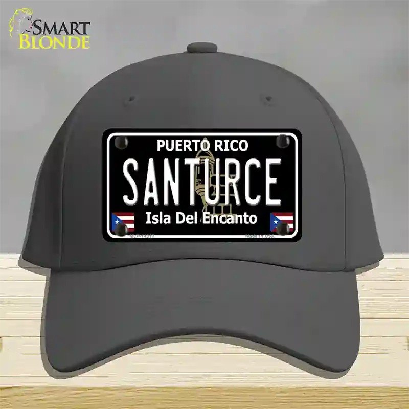 Santurce Puerto Rico Black Novelty License Plate Hat Cotton / Charcoal