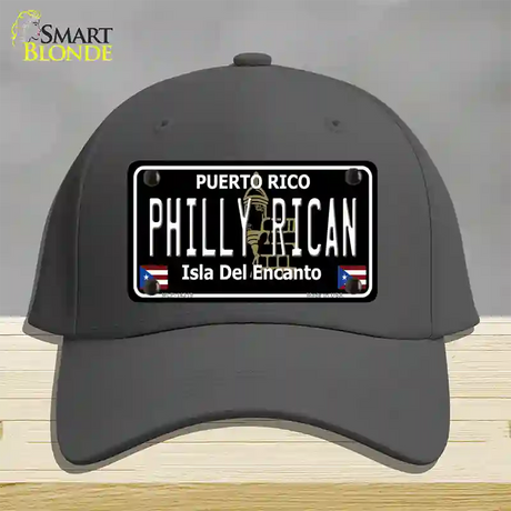 Philly Rican Puerto Rico Black Novelty License Plate Hat Cotton / Charcoal