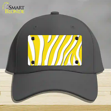 Yellow White Zebra Novelty License Plate Hat Cotton / Charcoal