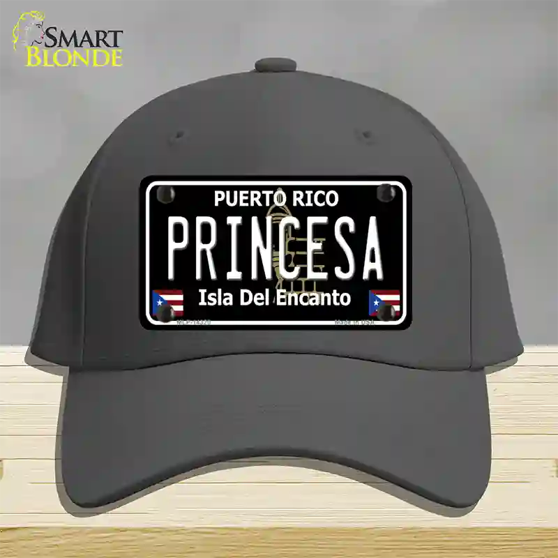 Princesa Puerto Rico Black Novelty License Plate Hat Cotton / Charcoal