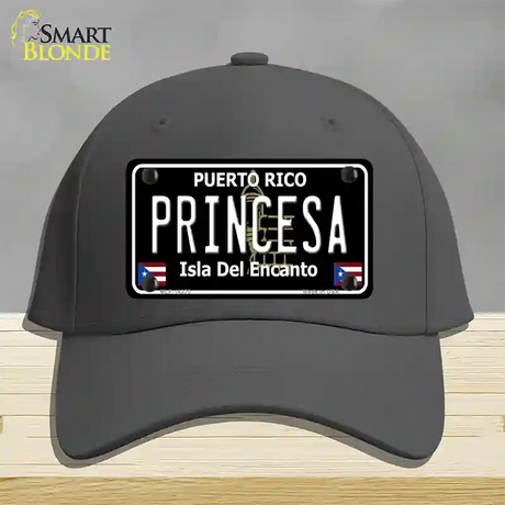 Princesa Puerto Rico Black Novelty License Plate Hat Cotton / Charcoal