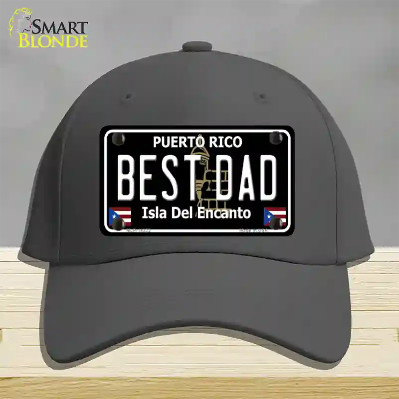 Best Dad Puerto Rico Black Novelty License Plate Hat Cotton / Charcoal