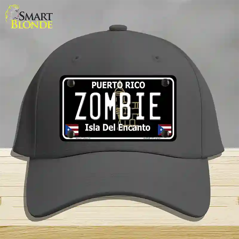 Zombie Puerto Rico Black Novelty License Plate Hat Cotton / Charcoal