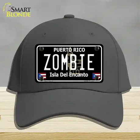 Zombie Puerto Rico Black Novelty License Plate Hat Cotton / Charcoal