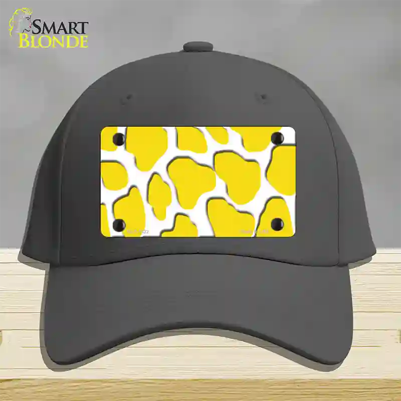 Yellow White Giraffe Novelty License Plate Hat Cotton / Charcoal