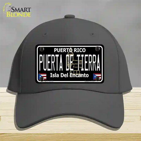 Puerta De Tierra Puerto Rico Black Novelty License Plate Hat Cotton / Charcoal